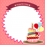 Happy Birthday Wishes Frame With Cake and Custom Photo